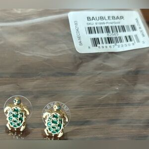BaubleBar Green and Gold Turtle Stud Earrings